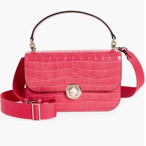 NWT Kate Spade New York croc embossed leather top handle satchel